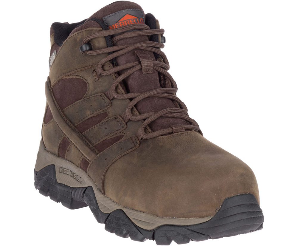 Kozaki Merrell Męskie Brązowe - Moab Vertex Mid Skórzane Waterproof Comp Toe - 803159-SDM